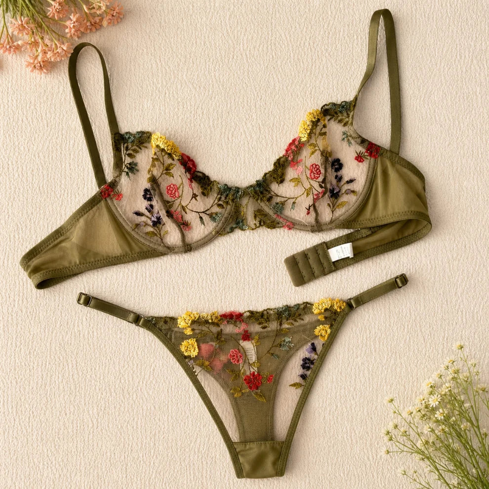 COOL FIT Summer Flower Floral BRA Set