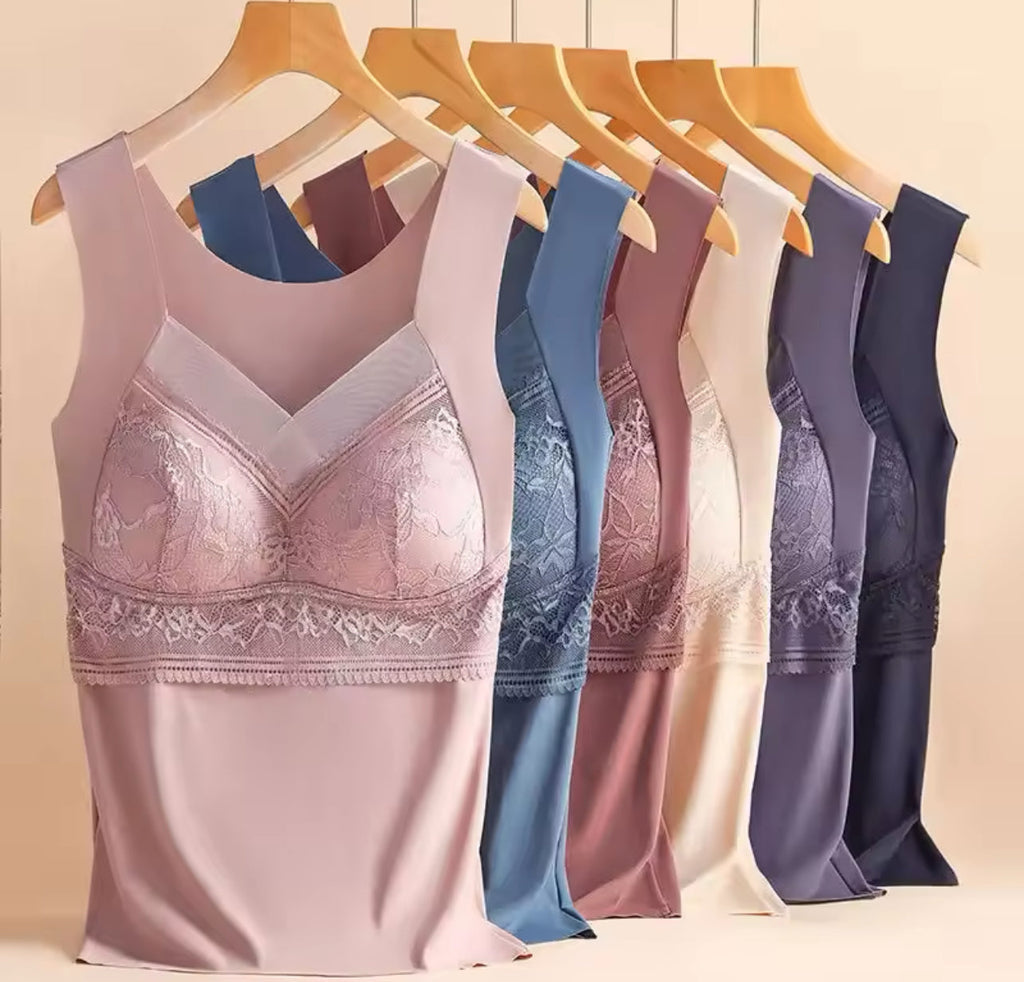 Summer Thin Ice Silk Women's Vest Integrated with Chest Pad Bra WB15