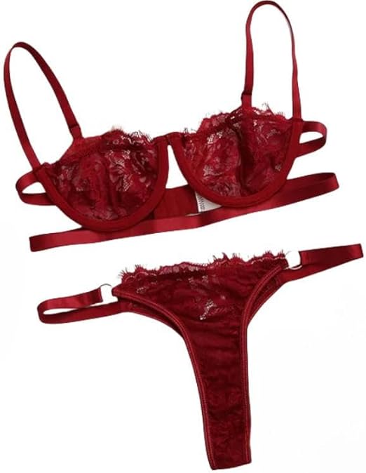 KOSTEN Women'S Lingerie Sets Lace Transparent Underwear Brief Sets Burgundy X4958772