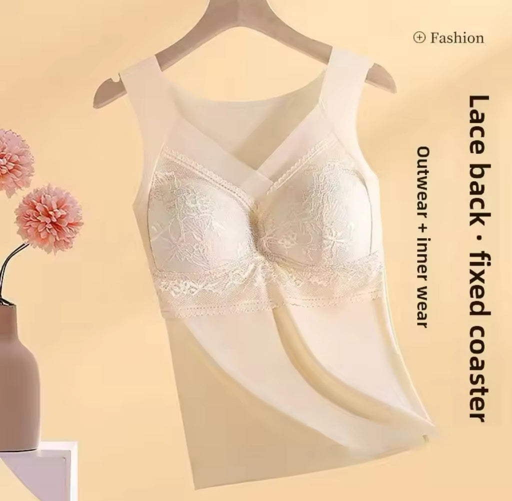 Summer Thin Ice Silk Women's Vest Integrated with Chest Pad Bra WB15