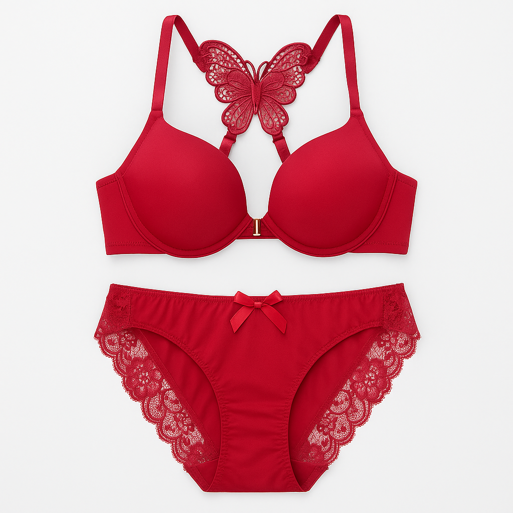 Double Padded Butterfly Bra Panty Set [132]
