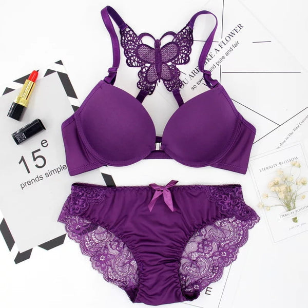 Double Padded Butterfly Bra Panty Set [132]